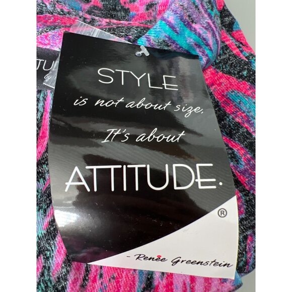 Attitudes by Renee Printed Button Front Godet Shirt Pink Safari Women Size Small - Picture 4 of 7